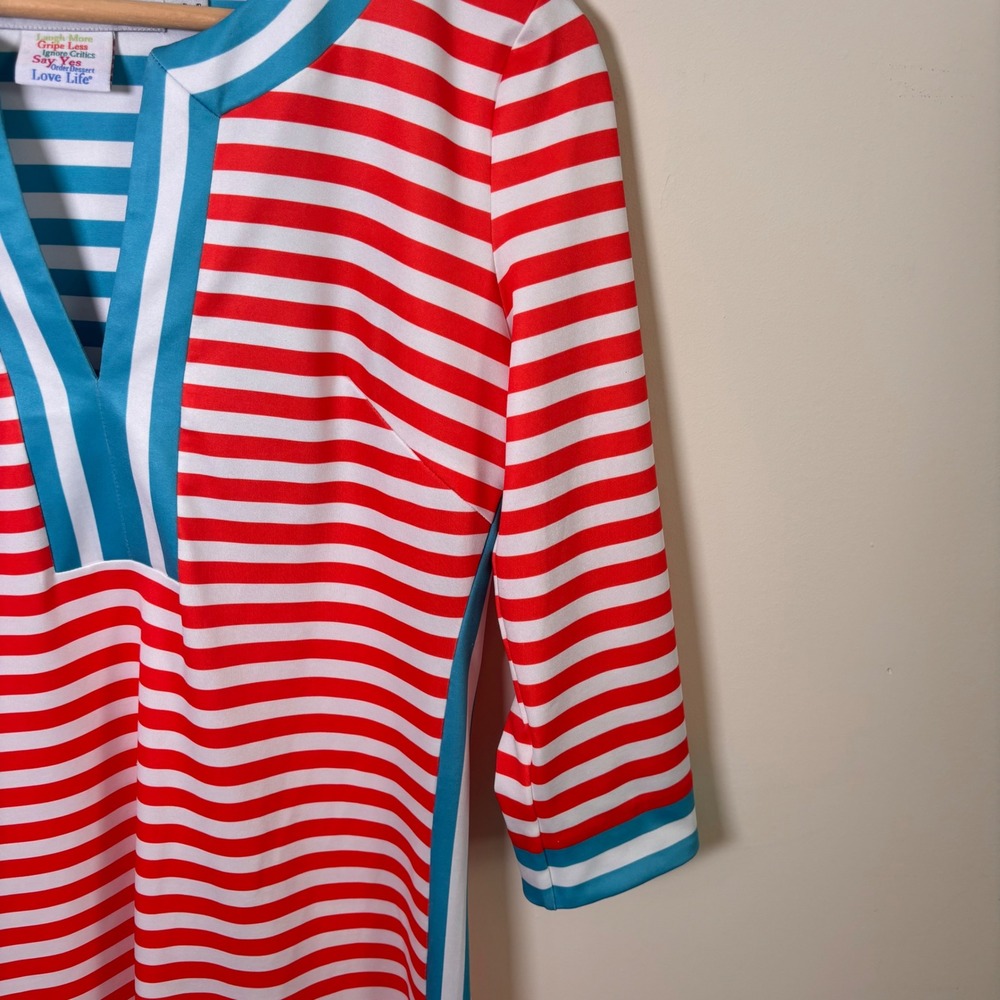 Gretchen Scott Womens Dress Sz XS Orange Blue Stripes - Picture 5 of 9